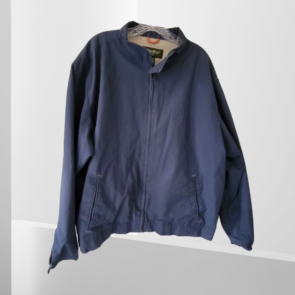 Eddie Bauer Men's Jacket 100% Cotton Lined‎ Blue Khaki XL